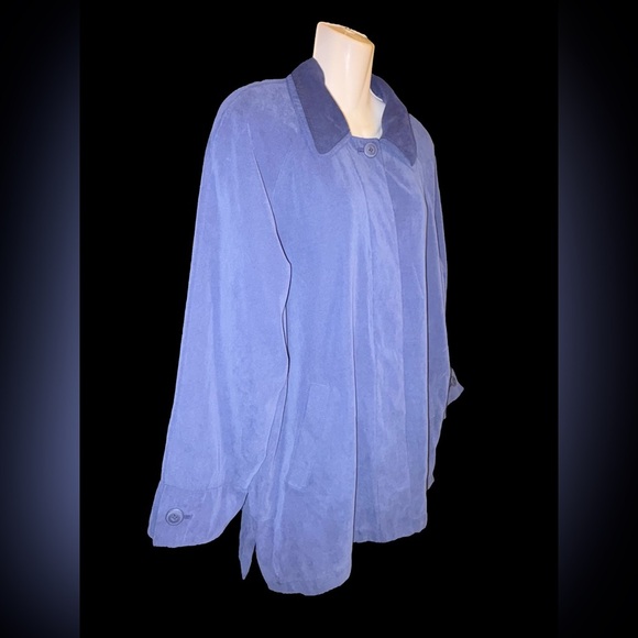 Women’s~ LONDON FOG~ Blue Micro Suede Rain Repellent Jacket~Petite M~013 - Picture 5 of 14